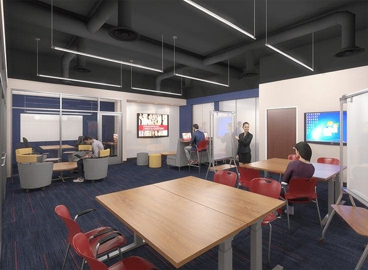 Student area within renovated CCPA space