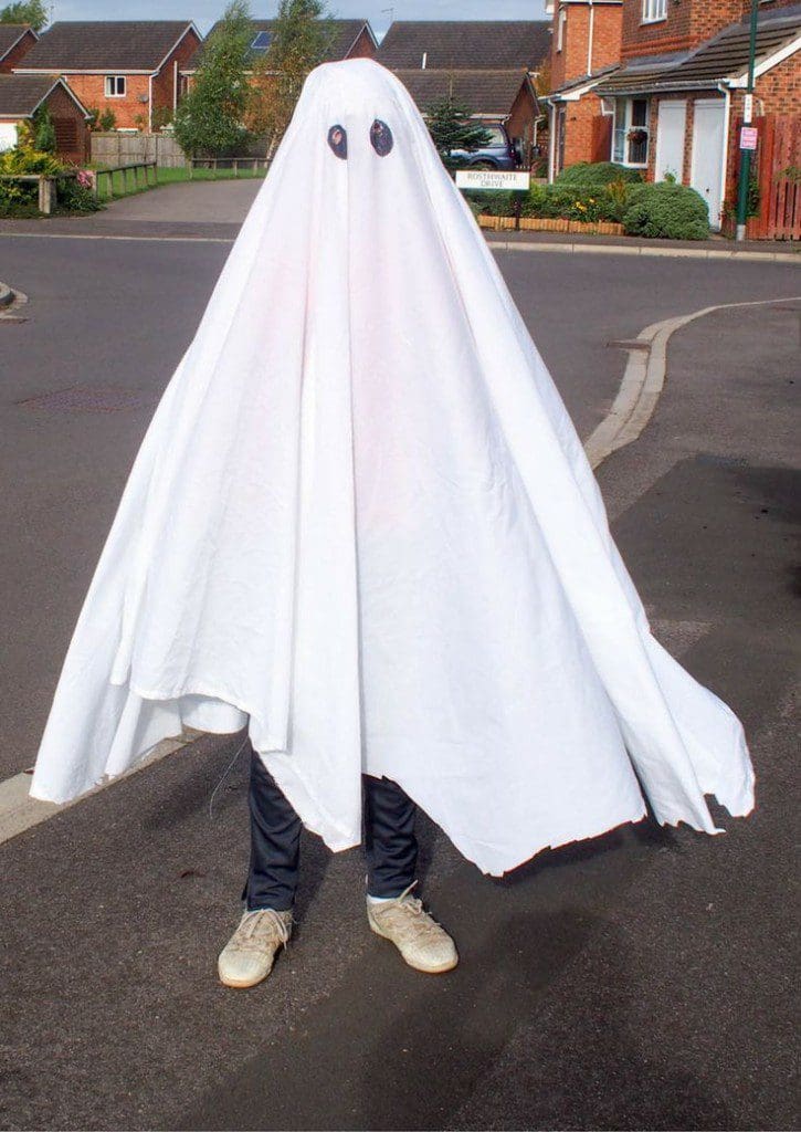 Person dressed up in a ghost costume