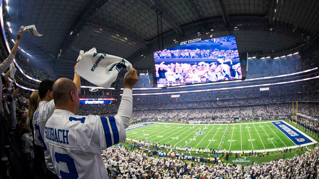 Image inside the AT&T Stadium in Dallas during a Cowboy's game